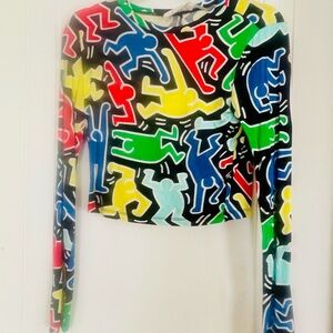 Alice + Olivia Multicolor Graphic Long Sleeve Top